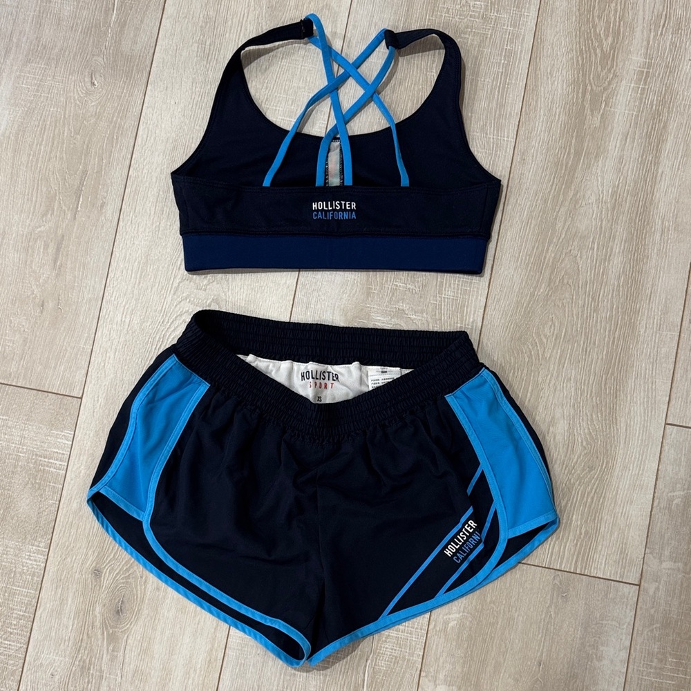 Hollister Navy and Light Blue Activewear Set